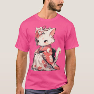 Camiseta Gato de Maiko Japonês, Cute Kawaii