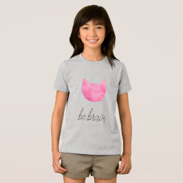 Camiseta Gato De Mão Rosa Esbranquiçado Seja Corajoso