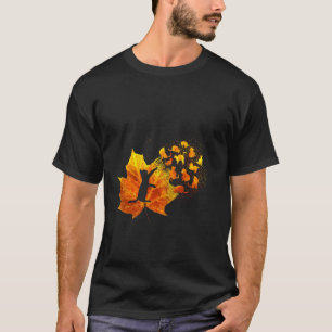 Camiseta Gato de Mapeamento Folha de Folha Alô Outono Gatin