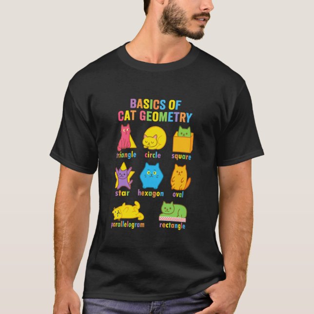 Camiseta Gato de Matemática Divertida Geometria Volta às Au (Frente)