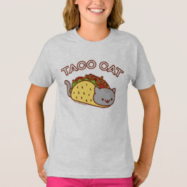 Camiseta Gato de Meninas - "TACO CAT"