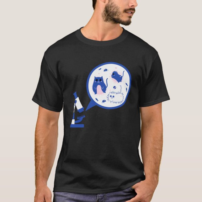 Camiseta Gato de Microbiologia Fofa Bactérias Laboratório d (Frente)