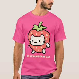 Camiseta Gato de Morango Gelado Kawaii Fruta Costume Adoráv