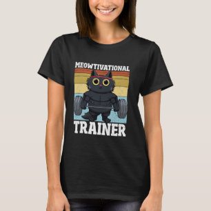 Camiseta Gato de Motivação do Gym Workout do Treinador Meow