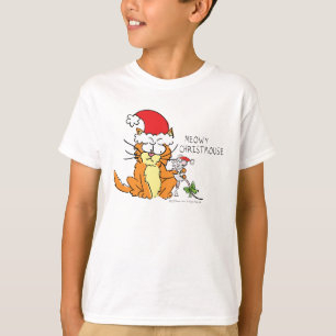 Camiseta Gato de Mouse de Natal Engraçado Cartoon Bonito