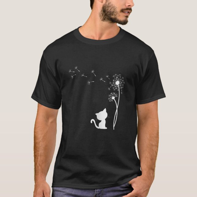 Camiseta Gato De Mulheres Com Gato De Dandelion Retro Cat M (Frente)