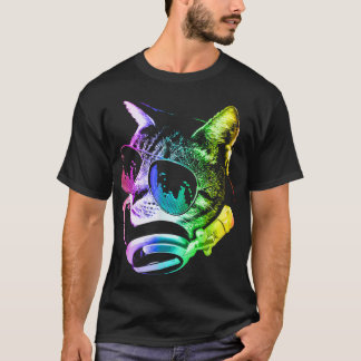 Camiseta Gato de Música Arco-íris 