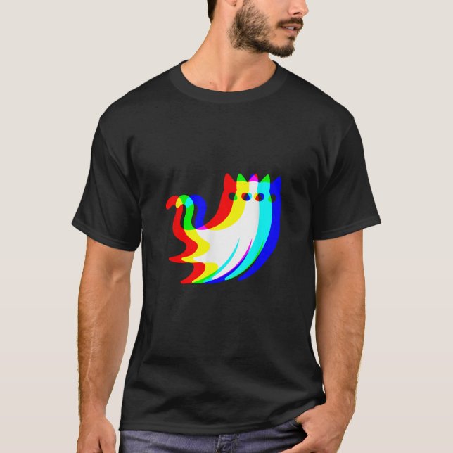 Camiseta gato de Música House fantasma Ilusão Óptica EDM ha (Frente)
