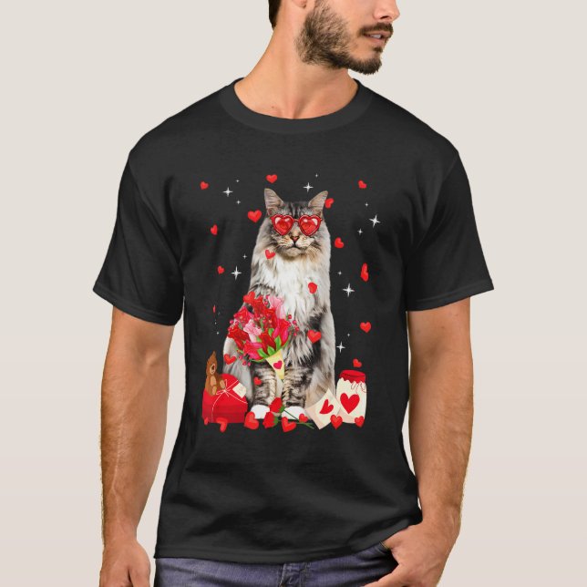 Camiseta Gato de Namorados de Gato Bonito de Maine Gato de  (Frente)
