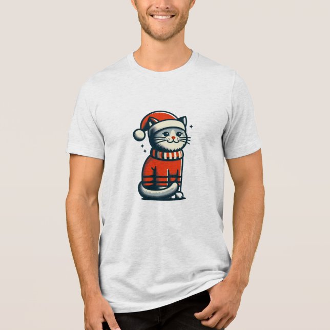 Camiseta Gato de Natal bonito (Frente)