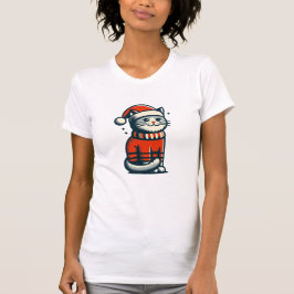 Camiseta Gato de Natal bonito