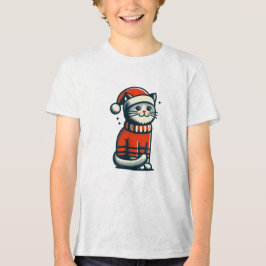 Camiseta Gato de Natal bonito