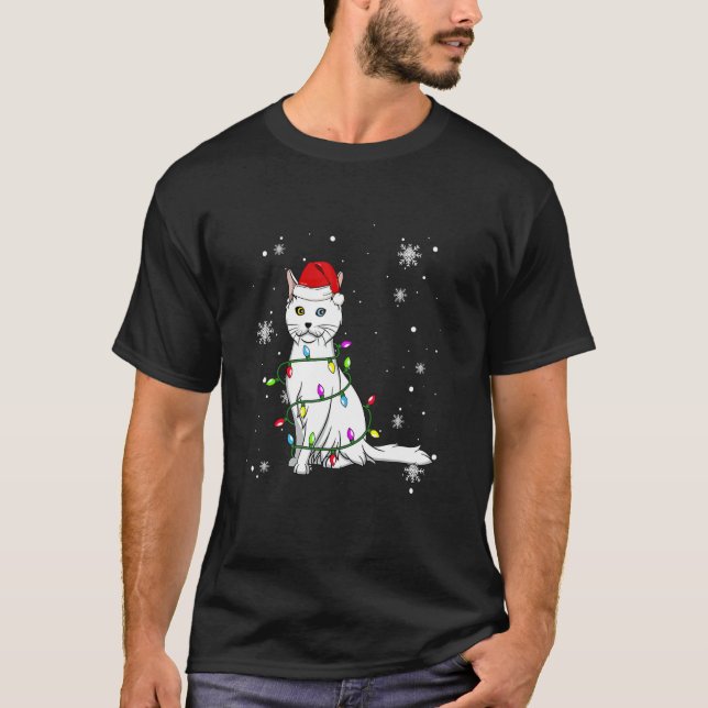 Camiseta Gato de Natal com Angora Gata Turca (Frente)