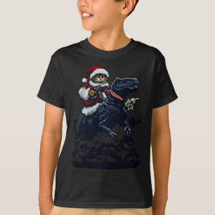 Camiseta Gato de Natal com Chapéu de Papai Noel segurando u