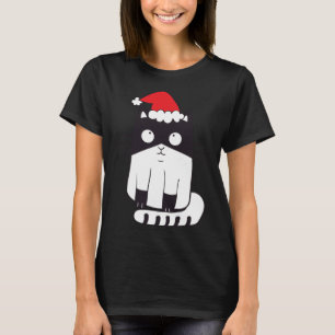 Camiseta Gato de Natal das crianças com chapéu vermelho Fof