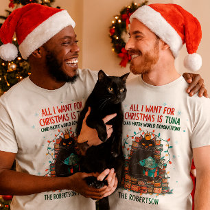 Camiseta Gato de Natal de Gato Negra Humor Engraçado