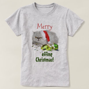 Camiseta Gato de Natal Effing da feliz