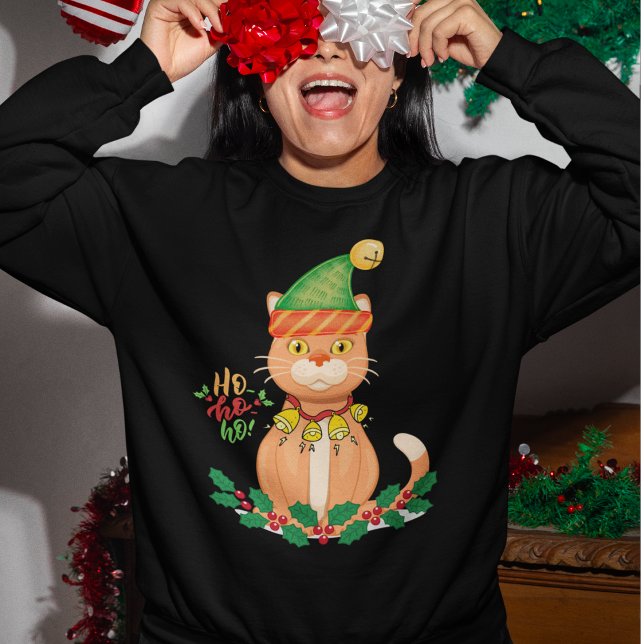 Camiseta Gato de Natal engraçado (Christmas Cat Sweatshirt)