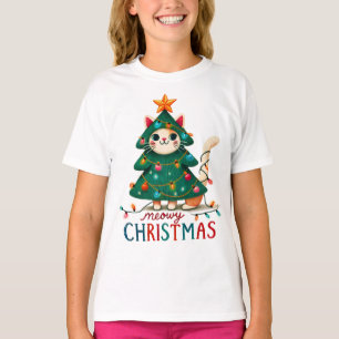 Camiseta Gato de Natal Engraçado