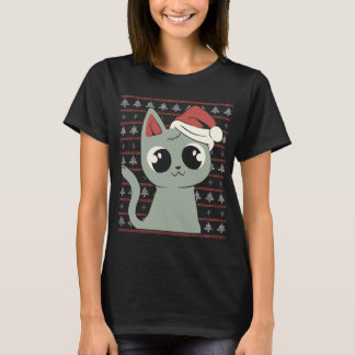 Camiseta Gato De Natal Engraçado E Engraçado Do Xmas