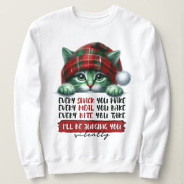 Camiseta Gato De Natal Engraçado Julgando Você Silenciosame