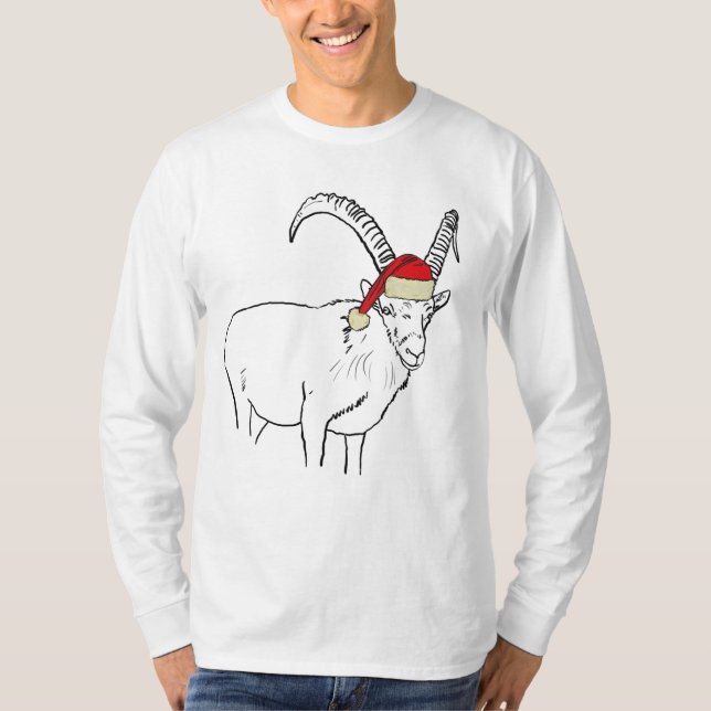Camiseta Gato de Natal Engraçado Papais noeis Festivos Humo (Frente)