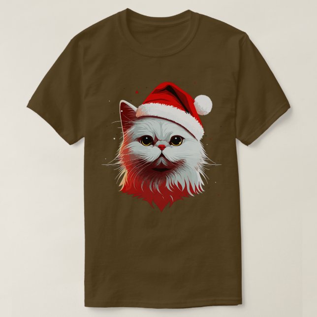 Camiseta Gato de Natal Engraçado Presente do Gato de Natal  (Frente do Design)