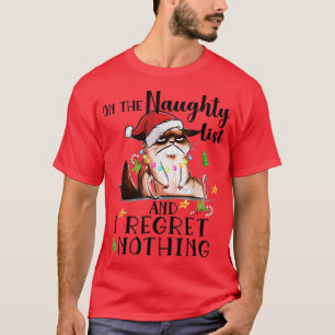 Camiseta Gato De Natal Feio Na Lista De Malditos E Eu Regoz