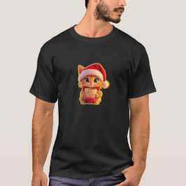 Camiseta **Gato de Natal Fofo com Chapéu de Papai Noel – Fé
