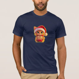 Camiseta **Gato de Natal Fofo com Chapéu de Papai Noel – Fé