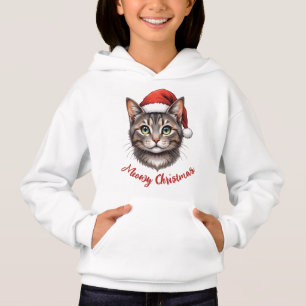 Camiseta Gato de Natal Fofo Personalizado com Chapéu de Pap