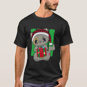 Camiseta Gato de Natal Gatinho Chibi Neko Cute Kawaii Anime