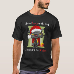 Camiseta Gato de Natal Gato Grumpy Anti Santa Hat Entediado