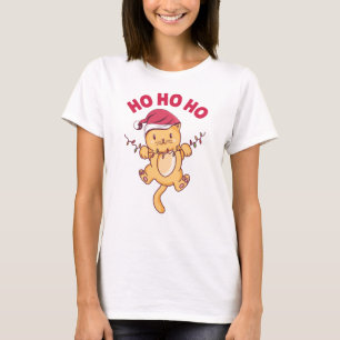 Camiseta Gato de Natal Ho Ho Ho