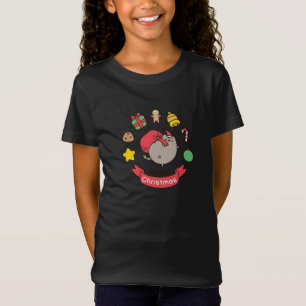 Camiseta Gato de Natal, kawaii, fofo, anime, amor,