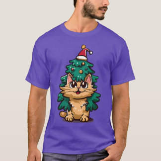 Camiseta Gato de Natal na safra de Natal