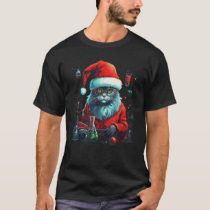Camiseta Gato de Natal Química Ciência Xmas Férias Engraçad