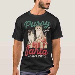 Camiseta Gato de Natal Safado Gráfico Piada Engraçada Brinc