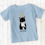 Camiseta Gato de Natal sarcástico<br><div class="desc">Um sarcástico,  irritado e sem entusiasmo gato de smoking preto e branco com chifres de Natal. Ho ho ho,  e tudo isso. Alterar ou remover o texto a ser personalizado.</div>