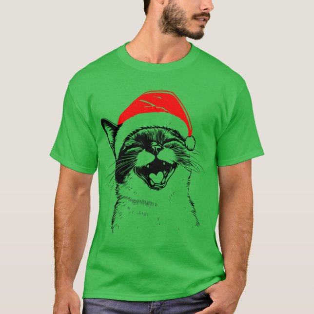 Camiseta Gato de Natal Siames (Frente)
