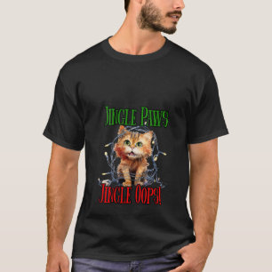 Camiseta Gato De Natal Tangido Em Luzes Jingle Paws Jingle 