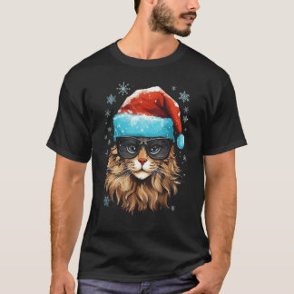 Camiseta Gato de Natal Xmas Família de Pijama Combinando Fe