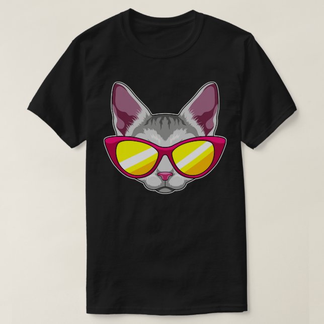 Camiseta Gato de Óculos de Sol 2 (Frente do Design)