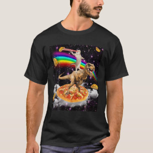 Camiseta Gato De Olho Laser Em Dinossauros Na Pizza Com Tac