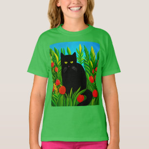 Camiseta Gato de Olhos Verdes no Teto do Jardim Flor