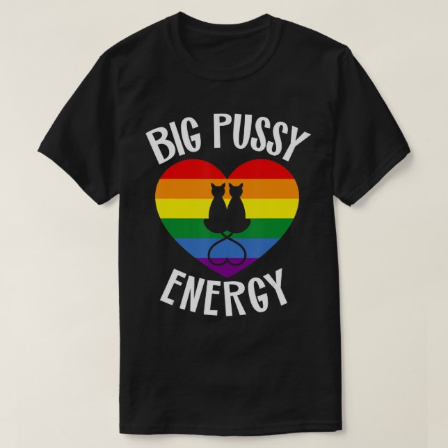 Camiseta Gato de Orgulho gay Lésbica Gato Rainb, grande ene (Frente do Design)