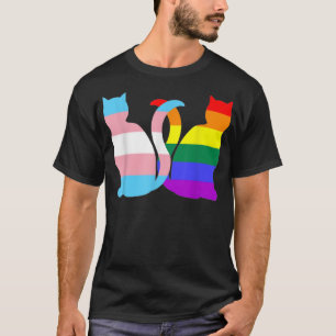 Camiseta Gato de Orgulho Transgênero Gato LGBT Rótulo Tra