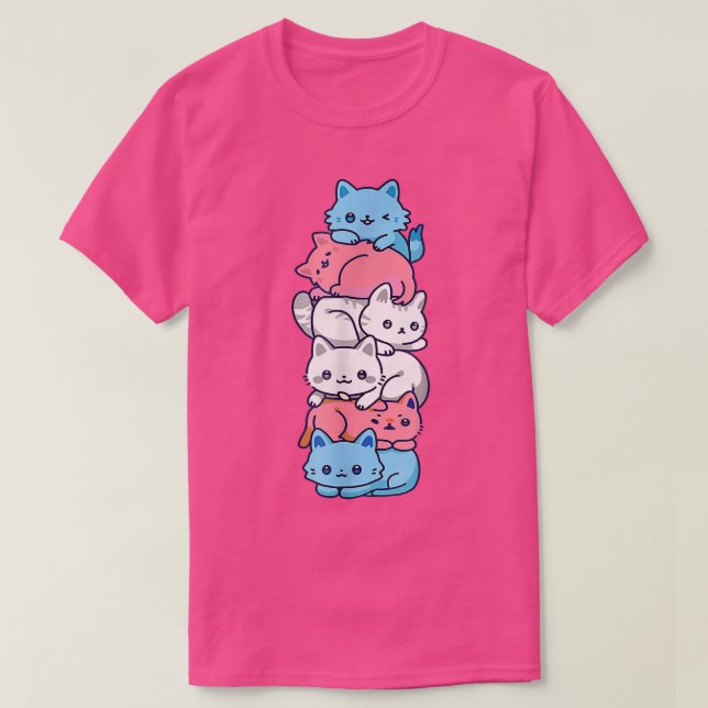 Camiseta Gato de Orgulho Transgênero Gato LGBT Rótulo Trans (Frente do Design)
