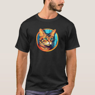 Camiseta Gato-De-Ouro, Gato-De-Obra Colorida, Gatos De Amor