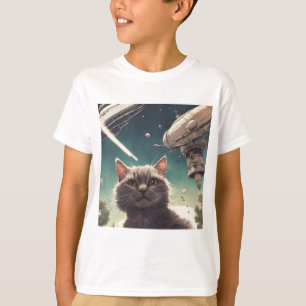 Camiseta Gato de OVNI Engraçado